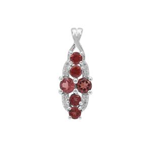 Rajasthan, Octavian Garnet Pendant with White Zircon in Sterling Silver 0.95ct