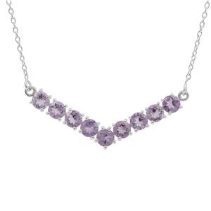 Rose De France Amethyst Necklace in Sterling Silver 3.40cts