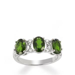 Chrome Diopside & White Topaz Sterling Silver Ring ATGW 2.47cts