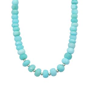 128cts Peruvian Blue Opal Sterling Silver Necklace 
