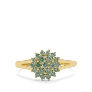 1/2ct Seafoam Green Diamonds 9K Gold Ring