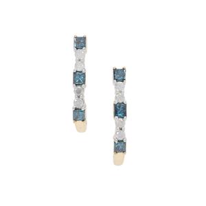 Blue Diamond Earrings with White Diamond in 9K Gold 0.51ct