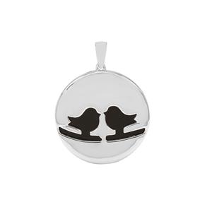 "Love Birds" Black Onyx Pendant in Sterling Silver 21.52cts