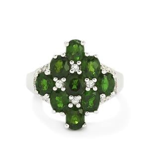 Chrome Diopside & White Topaz Sterling Silver Ring ATGW 4.03cts