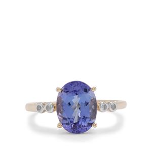AAA Tanzanite Ring with White Zircon in 9K Gold 2.60cts