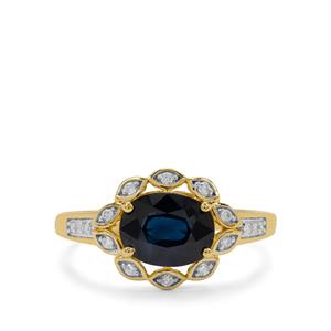AAA Diego Suarez Blue Sapphire & Diamonds 18K Gold Tomas Rae Ring MTGW 2.02cts