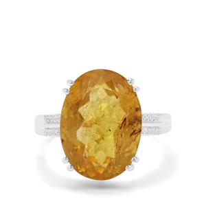 Dominican Amber & White Zircon Sterling Silver Ring ATGW 4.05cts