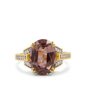 Pink Diaspore & Diamond 18K Gold Arthur Ivy Ring MTGW 5.18cts