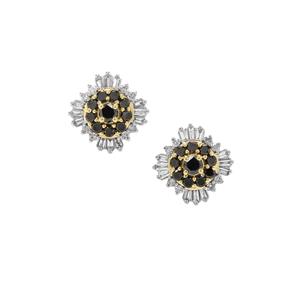 3/4ct Black & White Diamonds 9K Gold Earrings  