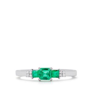Panjshir Emerald & Diamond Platinum 950 Tomas Rae Ring MTGW 0.55ct