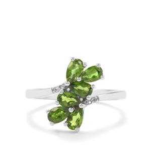 Chrome Diopside & White Topaz Sterling Silver Ring ATGW 1.26cts