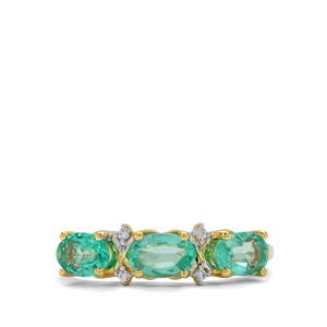 Colombian Emerald & White Zircon 9K Gold Tomas Rae Ring ATGW 1.40cts
