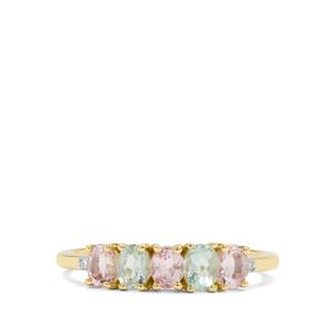 Cherry Blossom™ Morganite, Aquaiba™ Beryl & Diamond 9K Gold Ring ATGW 0.80ct