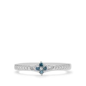 Blue Diamond Ring in Sterling Silver 0.07ct