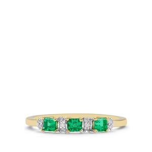 Panjshir Emerald & Diamond 9K Gold Ring ATGW 0.45ct