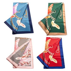 Destello Chain & Feather Print Scarf    .01=RED / .02=BLUE / .03=PINK / .04=GREEN