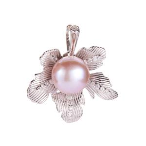 Kaori Freshwater Cultured Pearl & White zZn Sterling Silver Pendant (8mm)