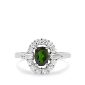 Chrome Diopside & White Zircon Sterling Silver Ring ATGW 1.90cts