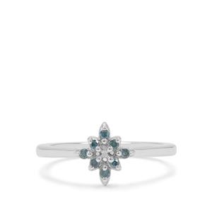 Blue Diamond Ring in Sterling Silver 0.13ct