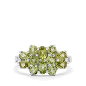 Red Dragon Peridot & White Zircon Sterling Silver Ring ATGW 2.75cts