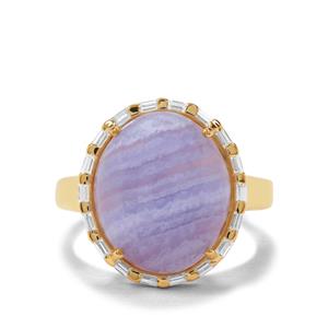 Blue Lace Agate & White Zircon Midas Ring ATGW 10.10cts