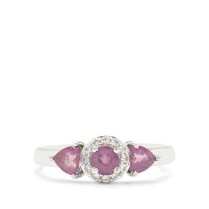 Ilakaka Hot Pink Sapphire & White Zircon Sterling Silver Ring ATGW 1.25cts (F)
