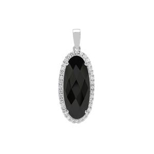 Black Spinel & White Zircon Sterling Silver Pendant ATGW 16.65cts