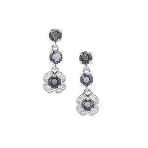 Burmese Silver Spinel & White Zircon Sterling Silver Earrings ATGW 2.37cts