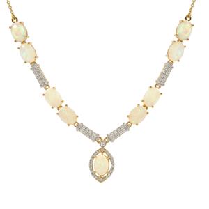 Coober Pedy Opal & Diamond 18K Gold Lorique Necklace MTGW 4.92cts