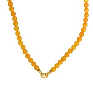 Type A Burmese Yellow Jadeite & White Topaz Gold Tone Sterling Silver Necklace ATGW 200.21cts