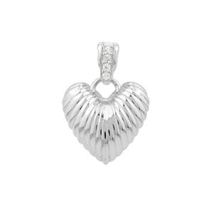 'The Angel's Heart' White Zircon Pendant in Argentium 960 Silver