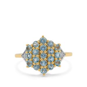 Santa Maria Aquamarine & Diamond 9K Gold Ring ATGW 1.15cts