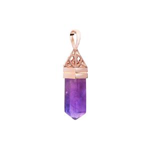 13.40ct Zambian Amethyst Rose Tone Sterling Silver Pendant