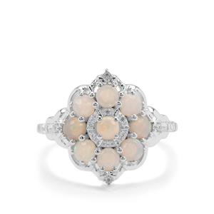 Coober Pedy Opal & White Zircon Sterling Silver Ring ATGW 0.97ct