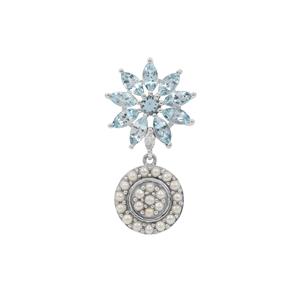 Santa Maria Aquamarine, Kaori Cultured Pearl & White Zircon Sterling Silver Pendant 
