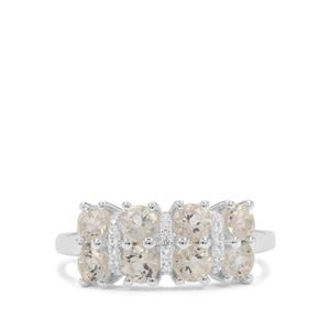 Plush Diamond Sunstone & White Zircon Sterling Silver Ring ATGW 1.40cts