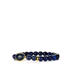 101.30ct Lapis Lazuli Gold Tone Sterling Silver Stretchable Bracelet 