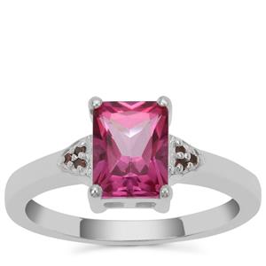Mystic Pink Topaz Ring with Red Diamond in Sterling Silver 1.96cts