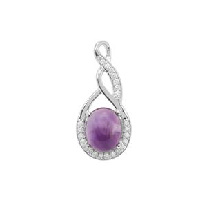 Ametista Amethyst Pendant with White Zircon in Sterling Silver 6cts