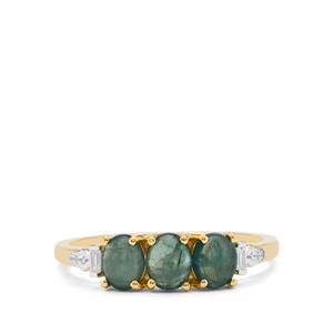 Grandidierite Ring with White Zircon in 9K Gold 1.20cts