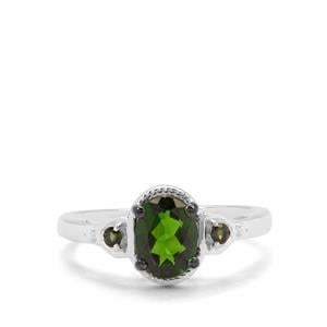 Chrome Diopside, Green Tourmaline & White Zircon Sterling Silver Ring ATGW 1.26cts