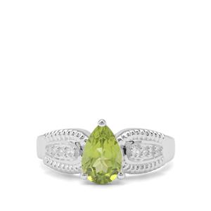 Red Dragon Peridot & White Zircon Sterling Silver Ring ATGW 1.56cts