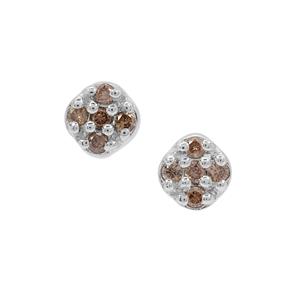 1/8ct Champagne Diamond Sterling Silver Earrings 