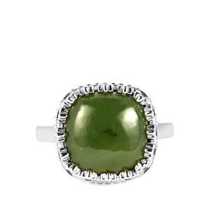 7.40ct Nephrite Jade Sterling Silver Ring