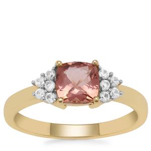 Rosé Apatite Ring with White Zircon in 9K Gold 1.15cts