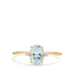 Pedra Azul Aquamarine & Diamond 9K Gold Ring ATGW 1cts
