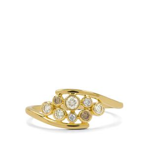 1/4ct Golden Ivory, Multi Diamonds 9K Gold Ring 