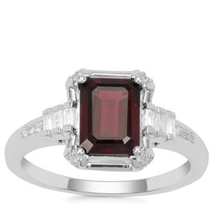 Octavian Garnet Ring with White Zircon in Sterling Silver 2.14cts