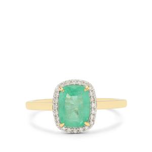 Colombian Emerald & White Zircon 9K Gold Tomas Rae Ring ATGW 1.60cts (F)