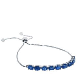 5.60cts Burmese Blue Sapphire Sterling Silver Slider Bracelet 